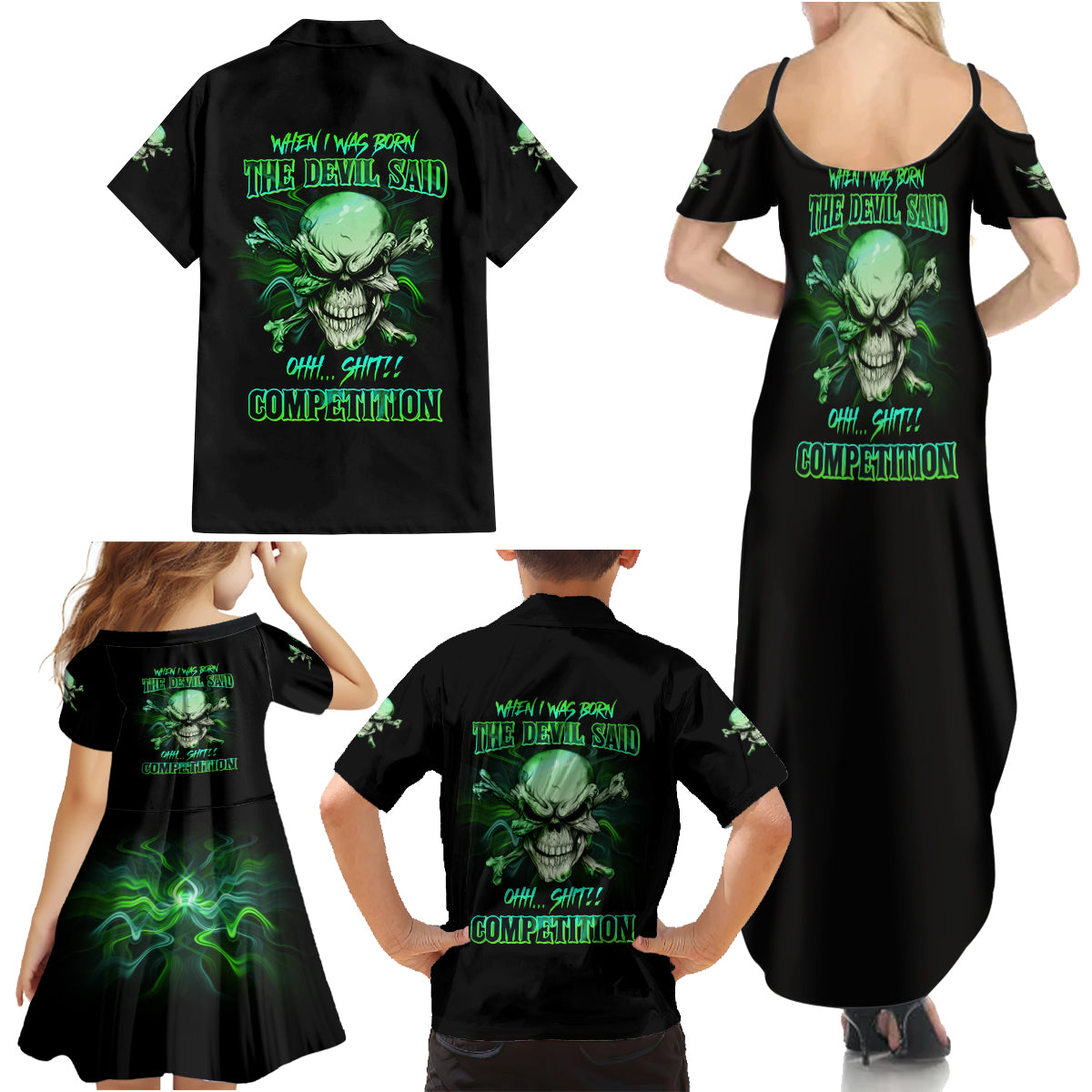 When I Was Born Mad Skull Family Matching Summer Maxi Dress and Hawaiian Shirt - Wonder Print Shop