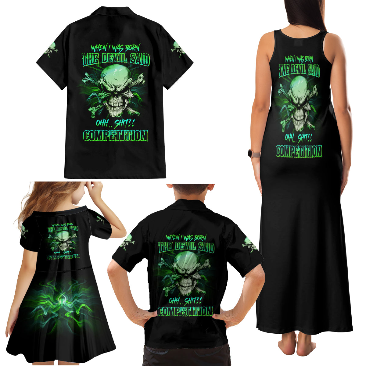 When I Was Born Mad Skull Family Matching Tank Maxi Dress and Hawaiian Shirt - Wonder Print Shop