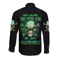 When I Was Born Mad Skull Long Sleeve Button Shirt - Wonder Print Shop