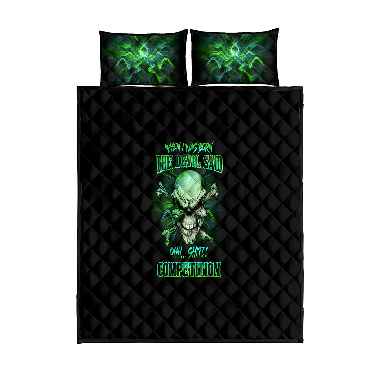 When I Was Born Mad Skull Quilt Bed Set - Wonder Print Shop
