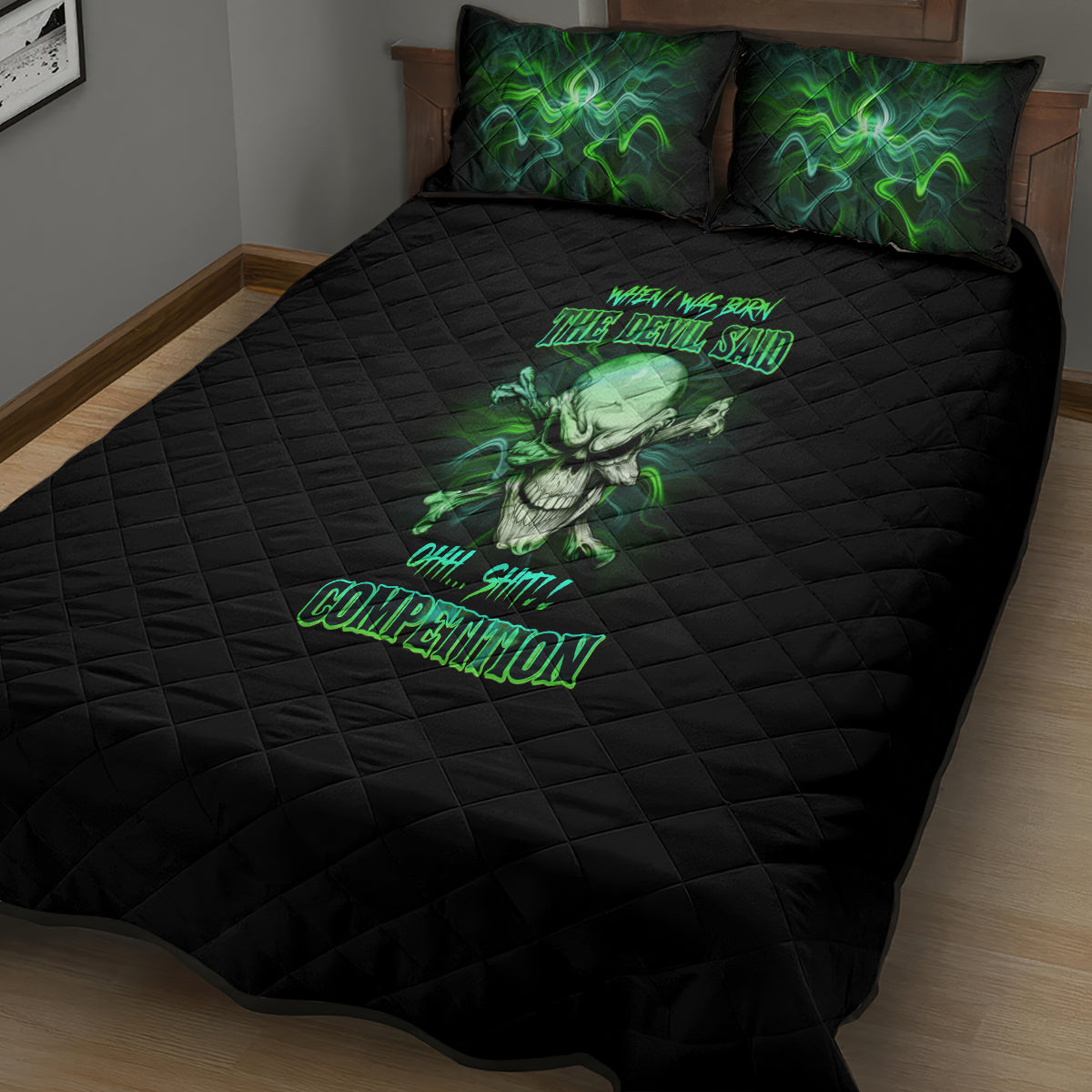 When I Was Born Mad Skull Quilt Bed Set - Wonder Print Shop