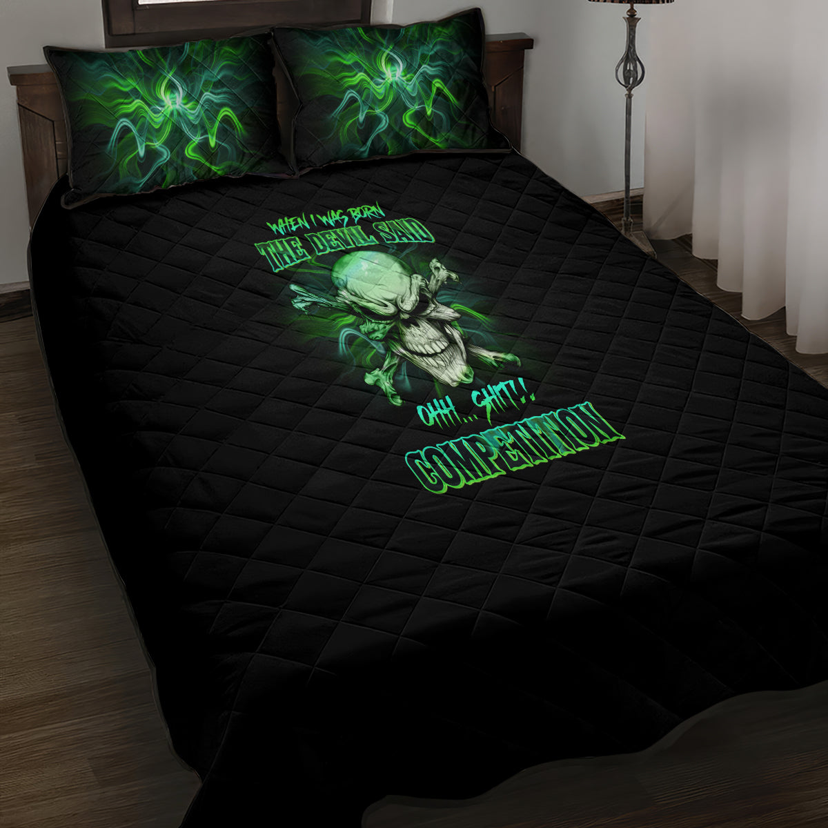 When I Was Born Mad Skull Quilt Bed Set - Wonder Print Shop