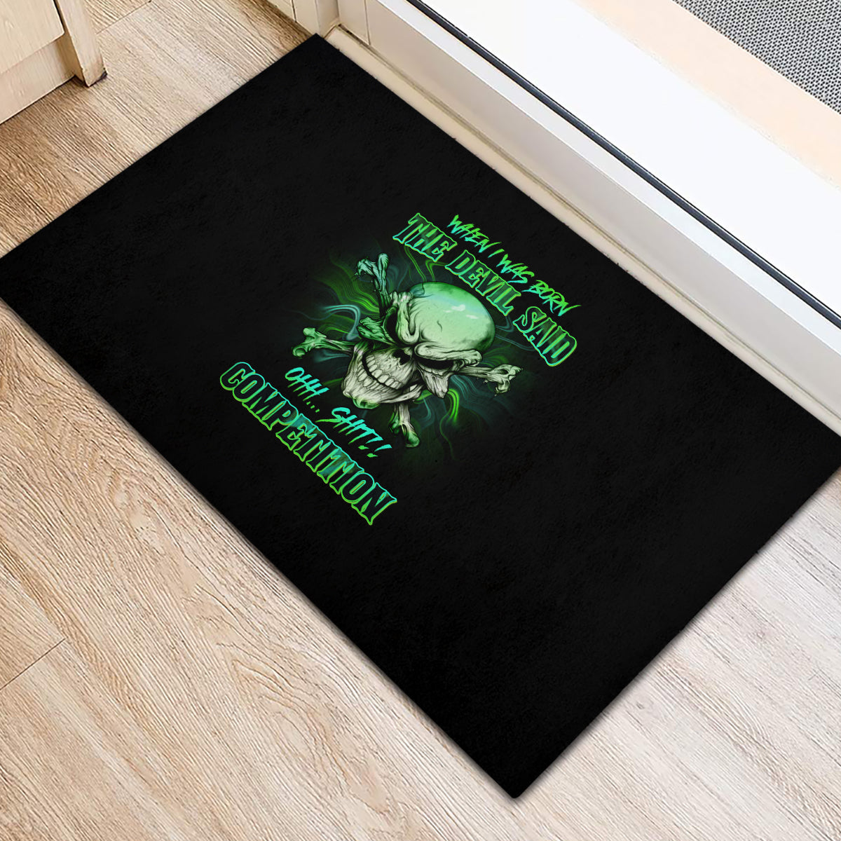 When I Was Born Mad Skull Rubber Doormat - Wonder Print Shop