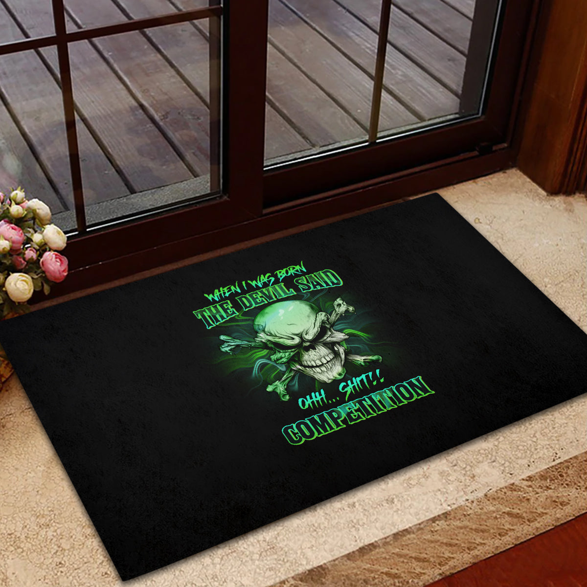 When I Was Born Mad Skull Rubber Doormat - Wonder Print Shop