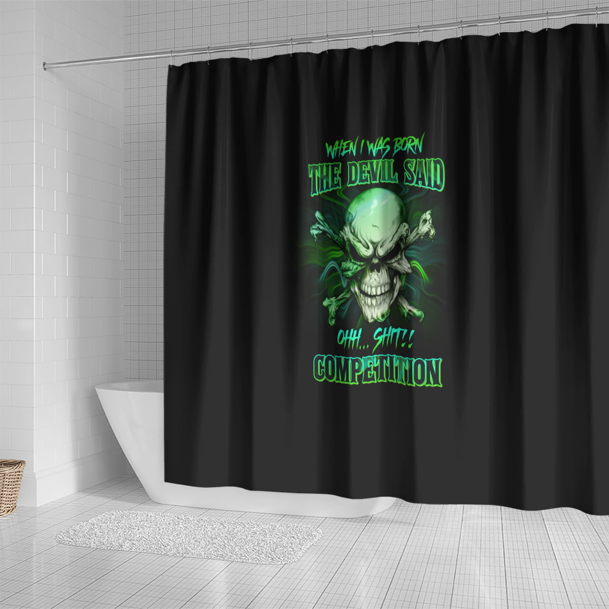 when-i-was-born-mad-skull-shower-curtain