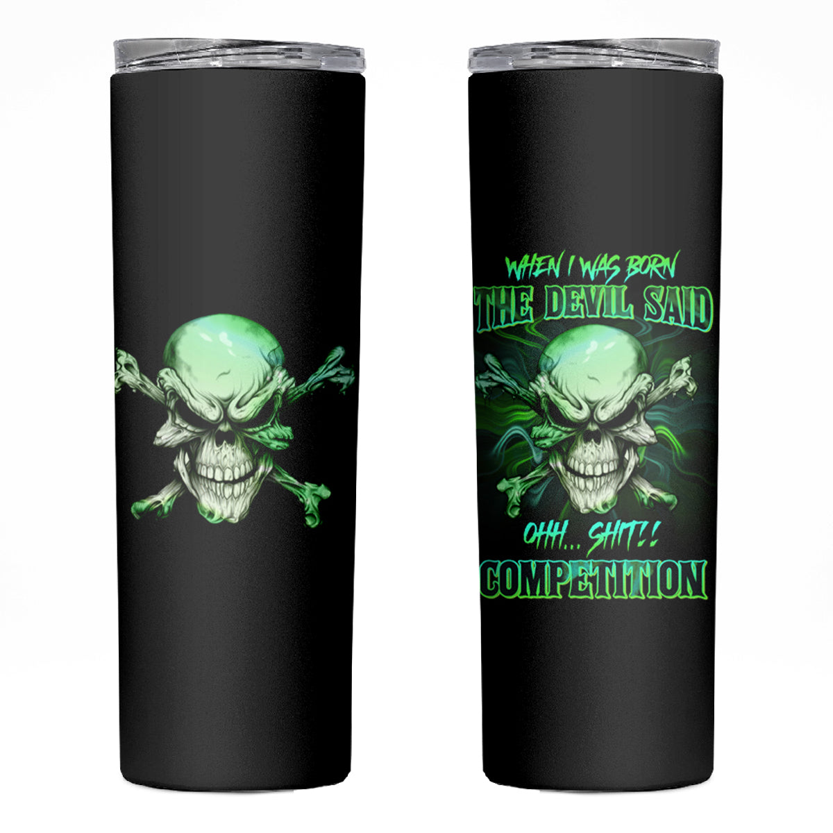 When I Was Born Mad Skull Skinny Tumbler - Wonder Print Shop