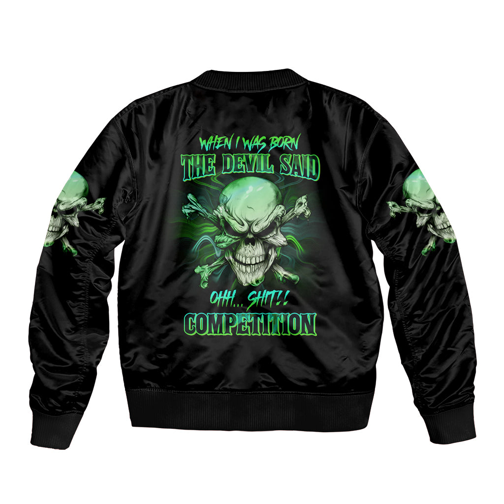 When I Was Born Mad Skull Sleeve Zip Bomber Jacket - Wonder Print Shop