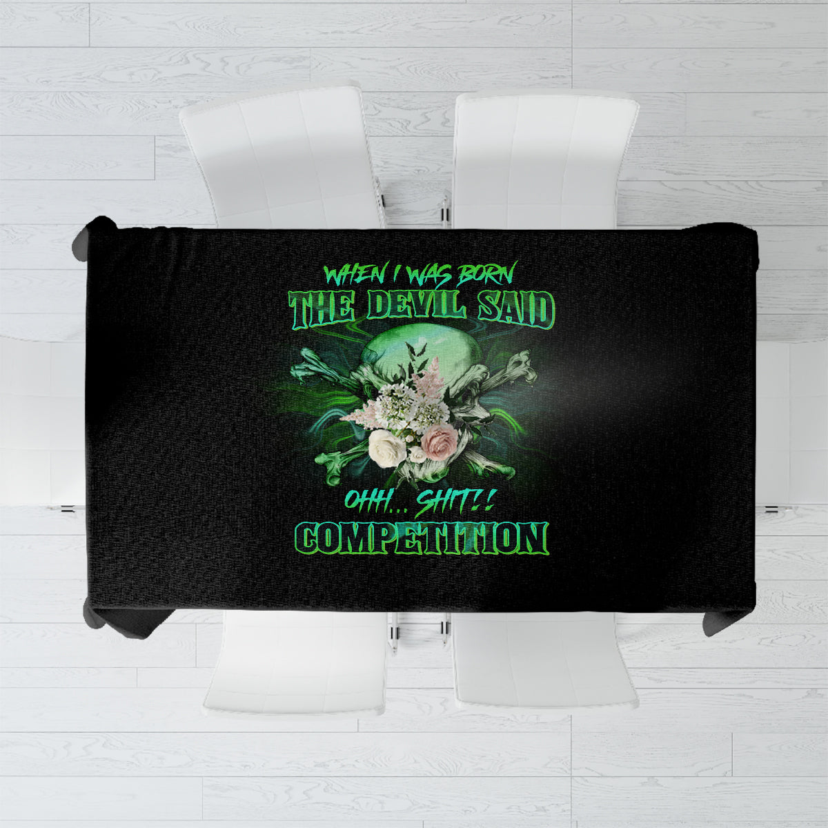 When I Was Born Mad Skull Tablecloth - Wonder Print Shop