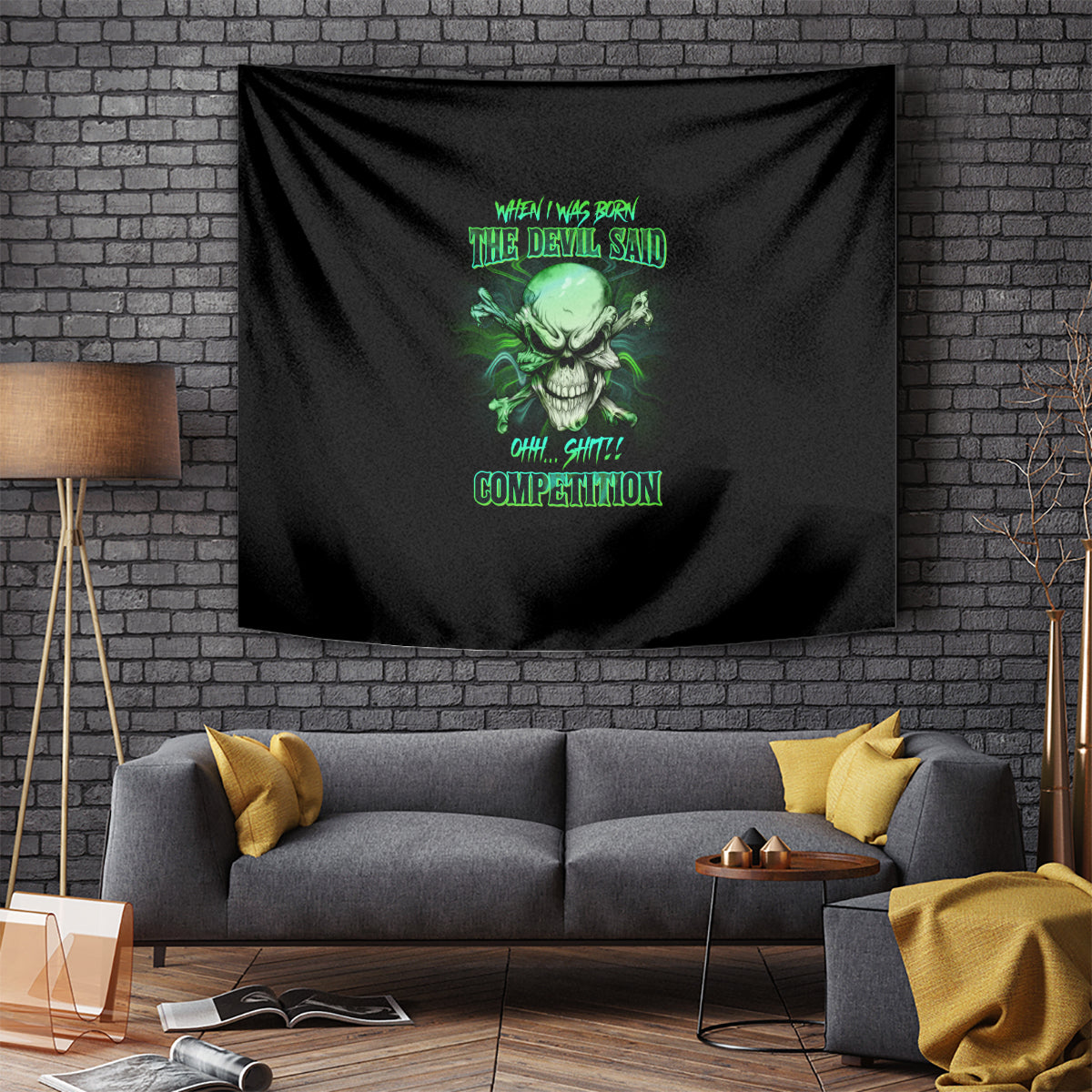 When I Was Born Mad Skull Tapestry - Wonder Print Shop