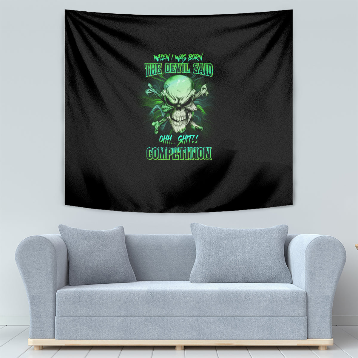 When I Was Born Mad Skull Tapestry - Wonder Print Shop