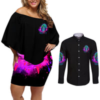 This Is My Life Not Yours Couples Matching Off Shoulder Short Dress and Long Sleeve Button Shirt - Wonder Print Shop