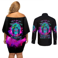 This Is My Life Not Yours Couples Matching Off Shoulder Short Dress and Long Sleeve Button Shirt - Wonder Print Shop
