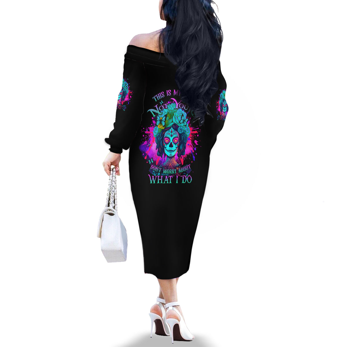 This Is My Life Not Yours Family Matching Off Shoulder Long Sleeve Dress and Hawaiian Shirt - Wonder Print Shop