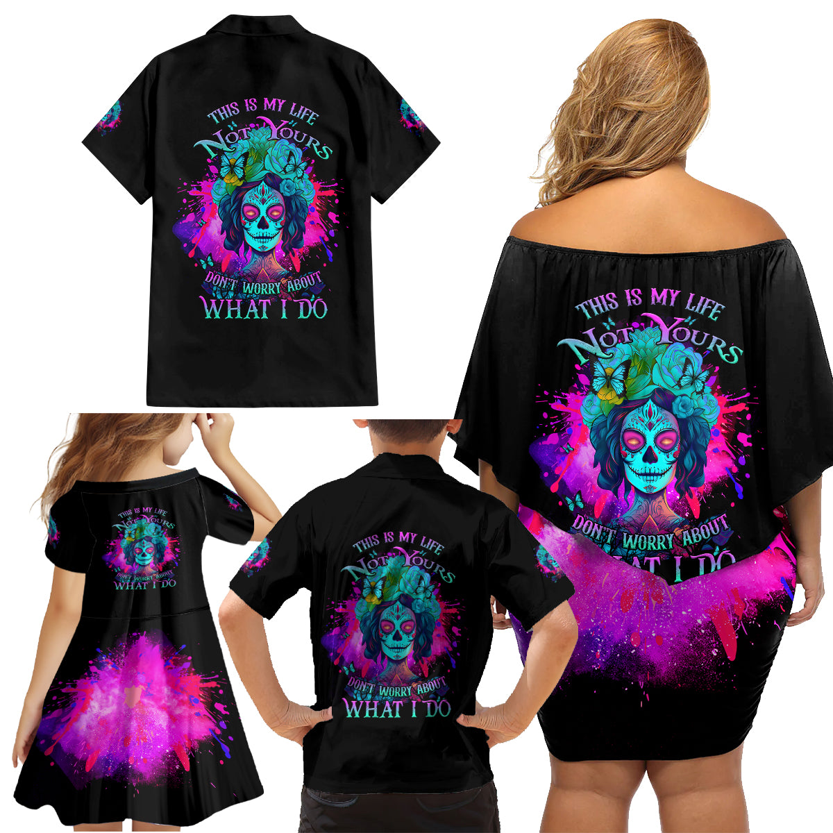 This Is My Life Not Yours Family Matching Off Shoulder Short Dress and Hawaiian Shirt - Wonder Print Shop