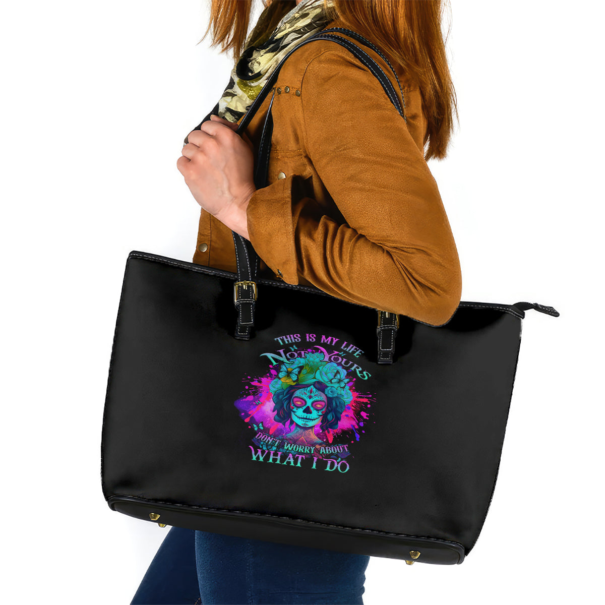 This Is My Life Not Yours Leather Tote Bag - Wonder Print Shop