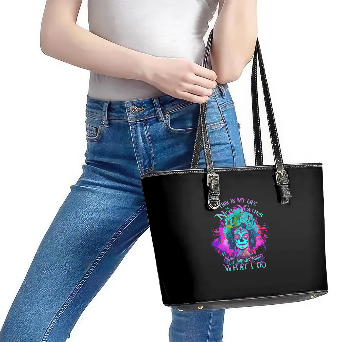 This Is My Life Not Yours Leather Tote Bag - Wonder Print Shop