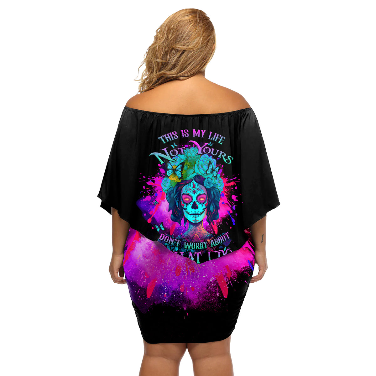 This Is My Life Not Yours Off Shoulder Short Dress - Wonder Print Shop
