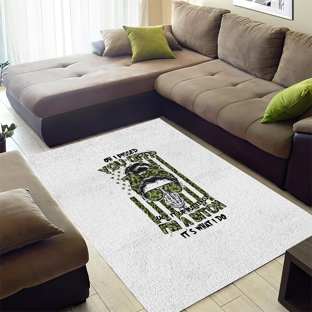 Oh I Pissed You Off Messy Bun Area Rug - Wonder Print Shop