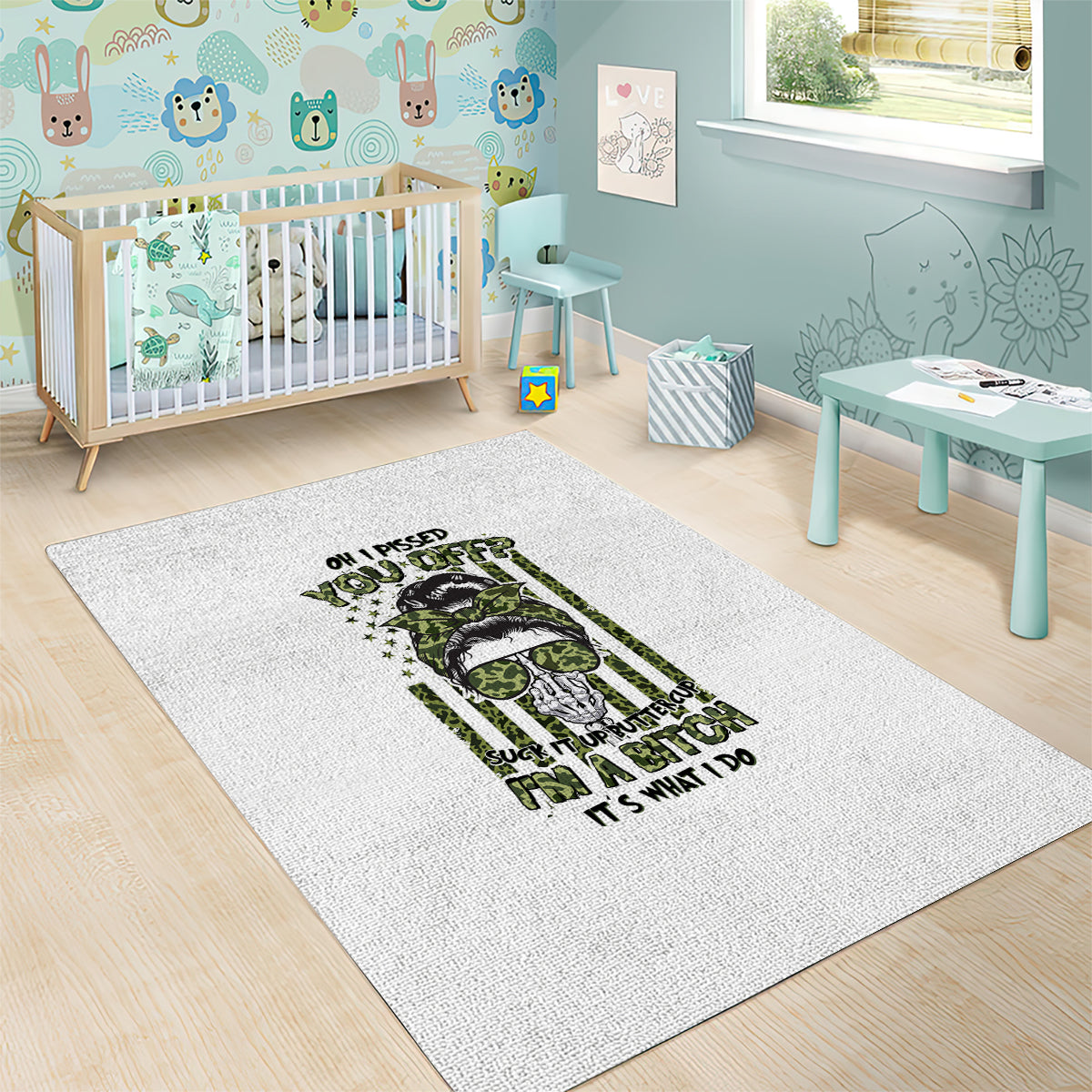 Oh I Pissed You Off Messy Bun Area Rug - Wonder Print Shop