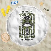 Oh I Pissed You Off Messy Bun Beach Blanket - Wonder Print Shop