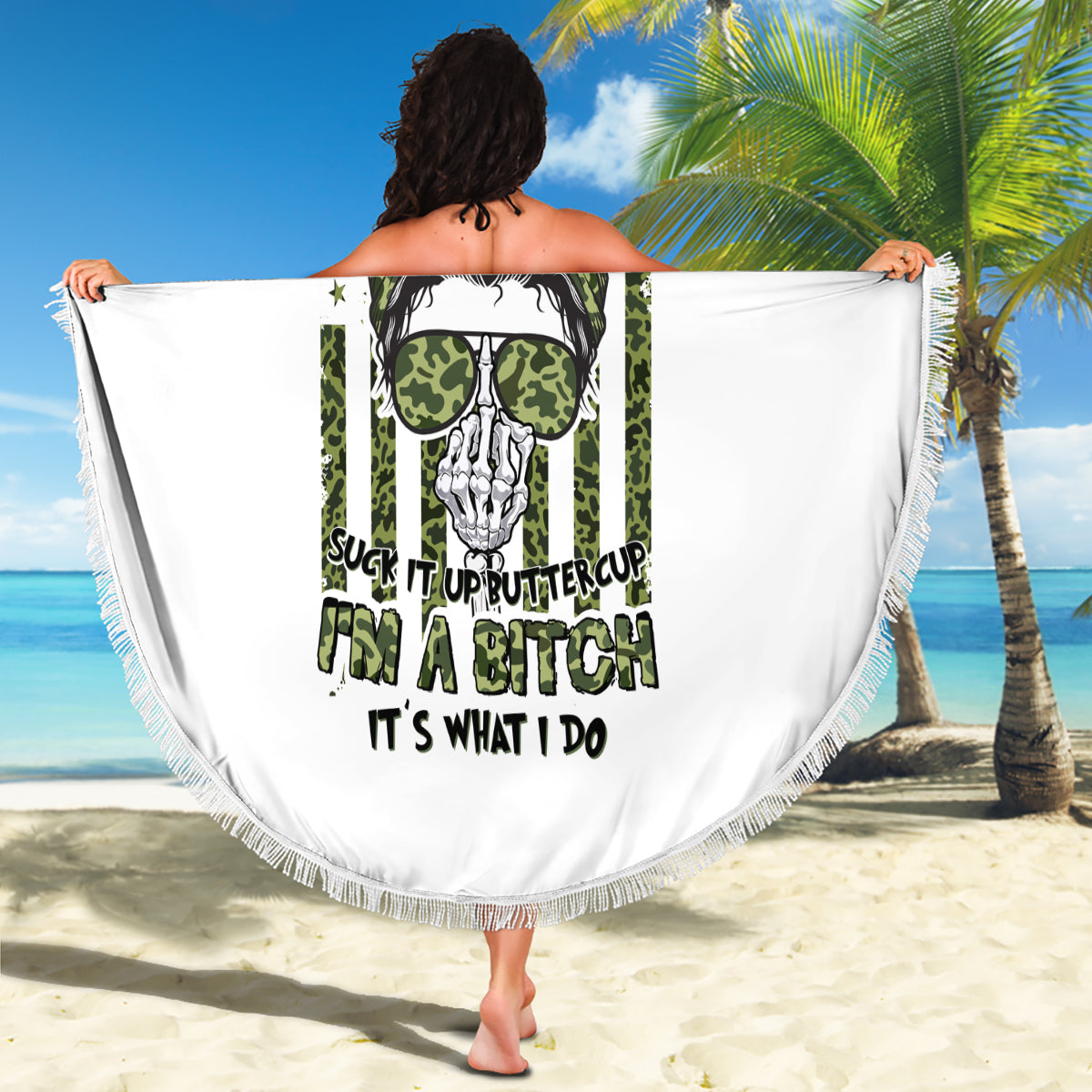 Oh I Pissed You Off Messy Bun Beach Blanket - Wonder Print Shop