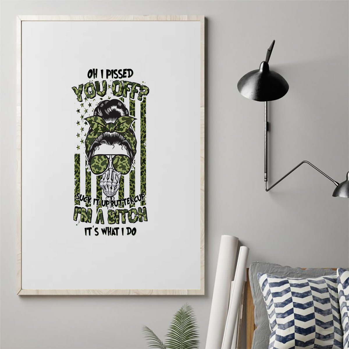 Oh I Pissed You Off Messy Bun Canvas Wall Art - Wonder Print Shop