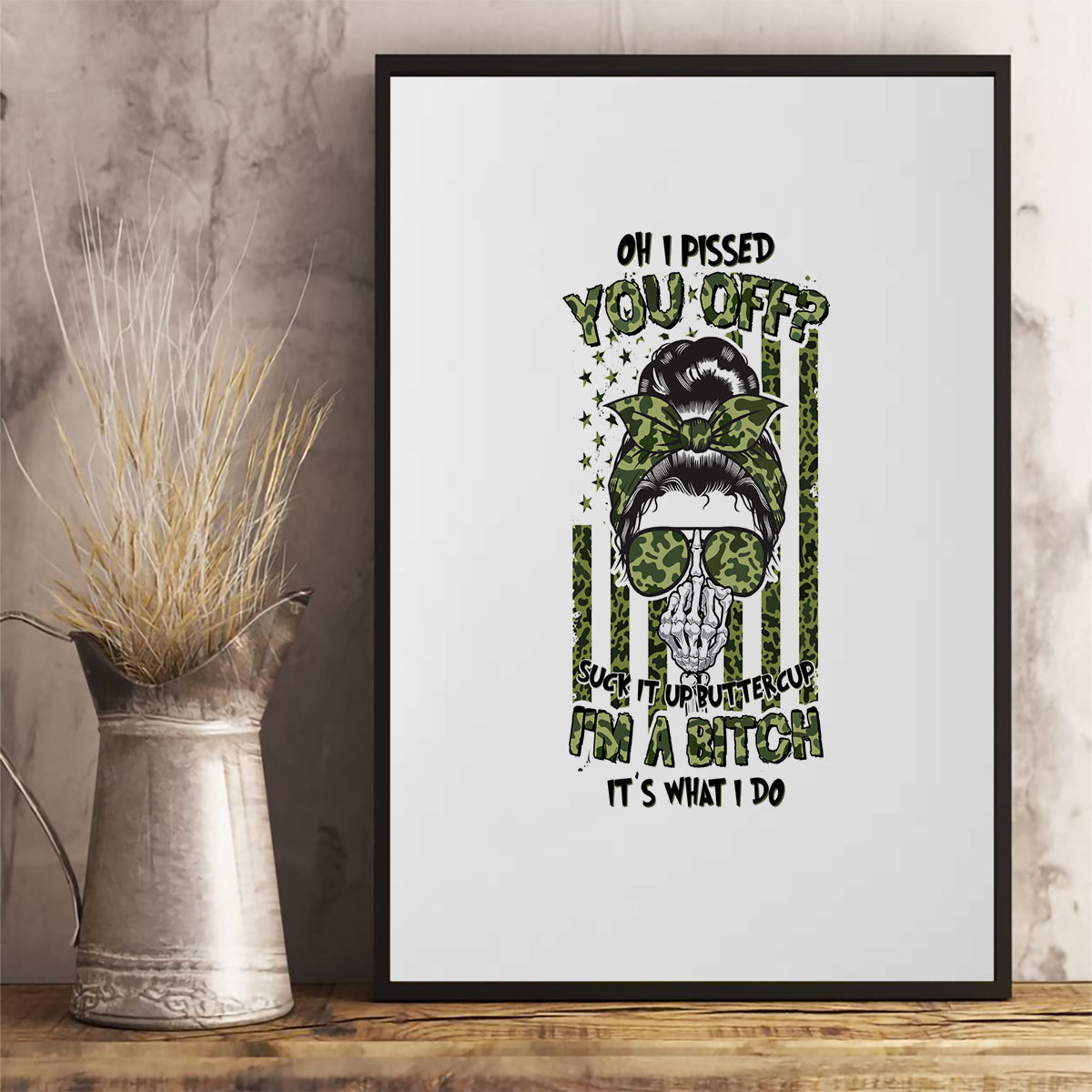 Oh I Pissed You Off Messy Bun Canvas Wall Art - Wonder Print Shop