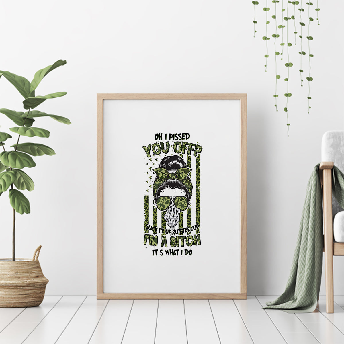 Oh I Pissed You Off Messy Bun Canvas Wall Art - Wonder Print Shop
