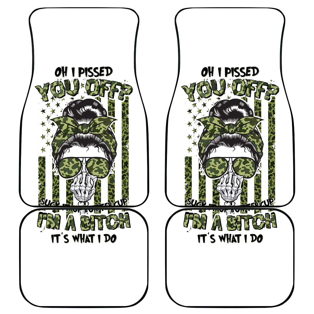 Oh I Pissed You Off Messy Bun Car Mats - Wonder Print Shop