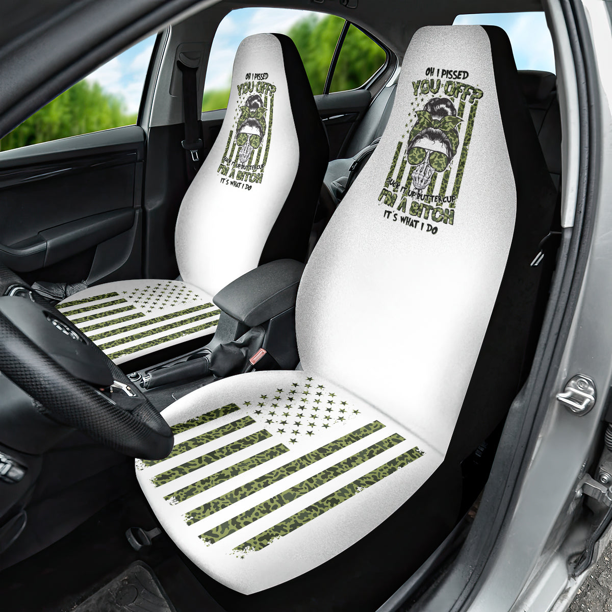 Oh I Pissed You Off Messy Bun Car Seat Cover - Wonder Print Shop