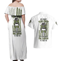 Oh I Pissed You Off Messy Bun Couples Matching Off Shoulder Maxi Dress and Hawaiian Shirt - Wonder Print Shop