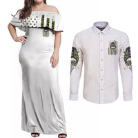 Oh I Pissed You Off Messy Bun Couples Matching Off Shoulder Maxi Dress and Long Sleeve Button Shirt - Wonder Print Shop