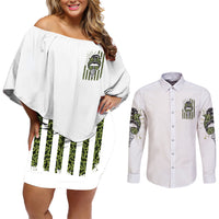 Oh I Pissed You Off Messy Bun Couples Matching Off Shoulder Short Dress and Long Sleeve Button Shirt - Wonder Print Shop