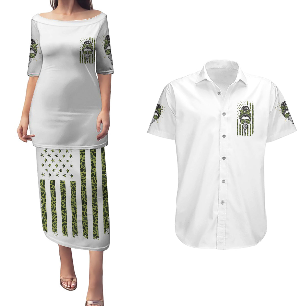 Oh I Pissed You Off Messy Bun Couples Matching Puletasi Dress and Hawaiian Shirt - Wonder Print Shop