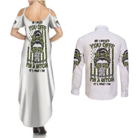 Oh I Pissed You Off Messy Bun Couples Matching Summer Maxi Dress and Long Sleeve Button Shirt - Wonder Print Shop