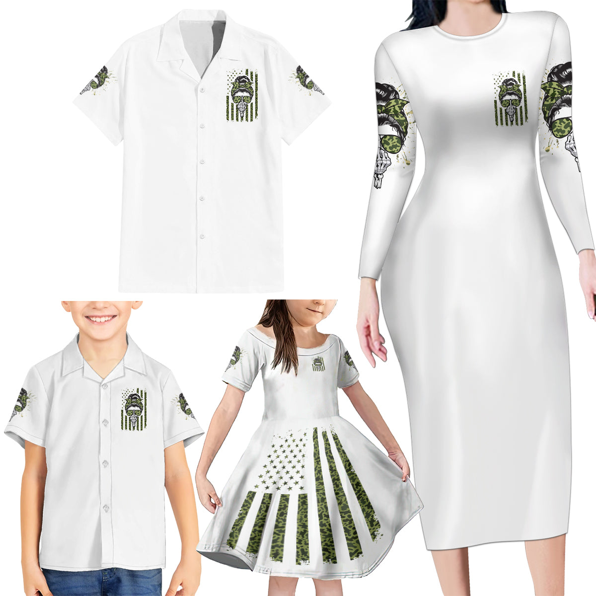 Oh I Pissed You Off Messy Bun Family Matching Long Sleeve Bodycon Dress and Hawaiian Shirt - Wonder Print Shop