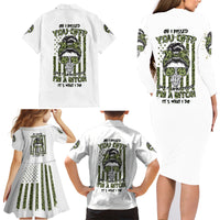 Oh I Pissed You Off Messy Bun Family Matching Long Sleeve Bodycon Dress and Hawaiian Shirt - Wonder Print Shop