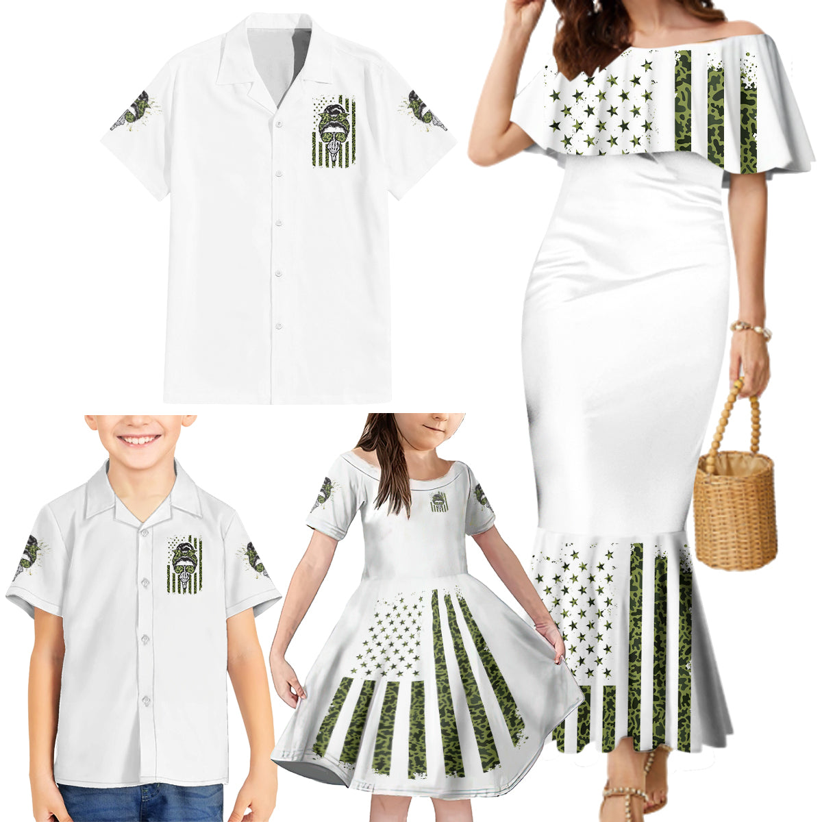 Oh I Pissed You Off Messy Bun Family Matching Mermaid Dress and Hawaiian Shirt - Wonder Print Shop