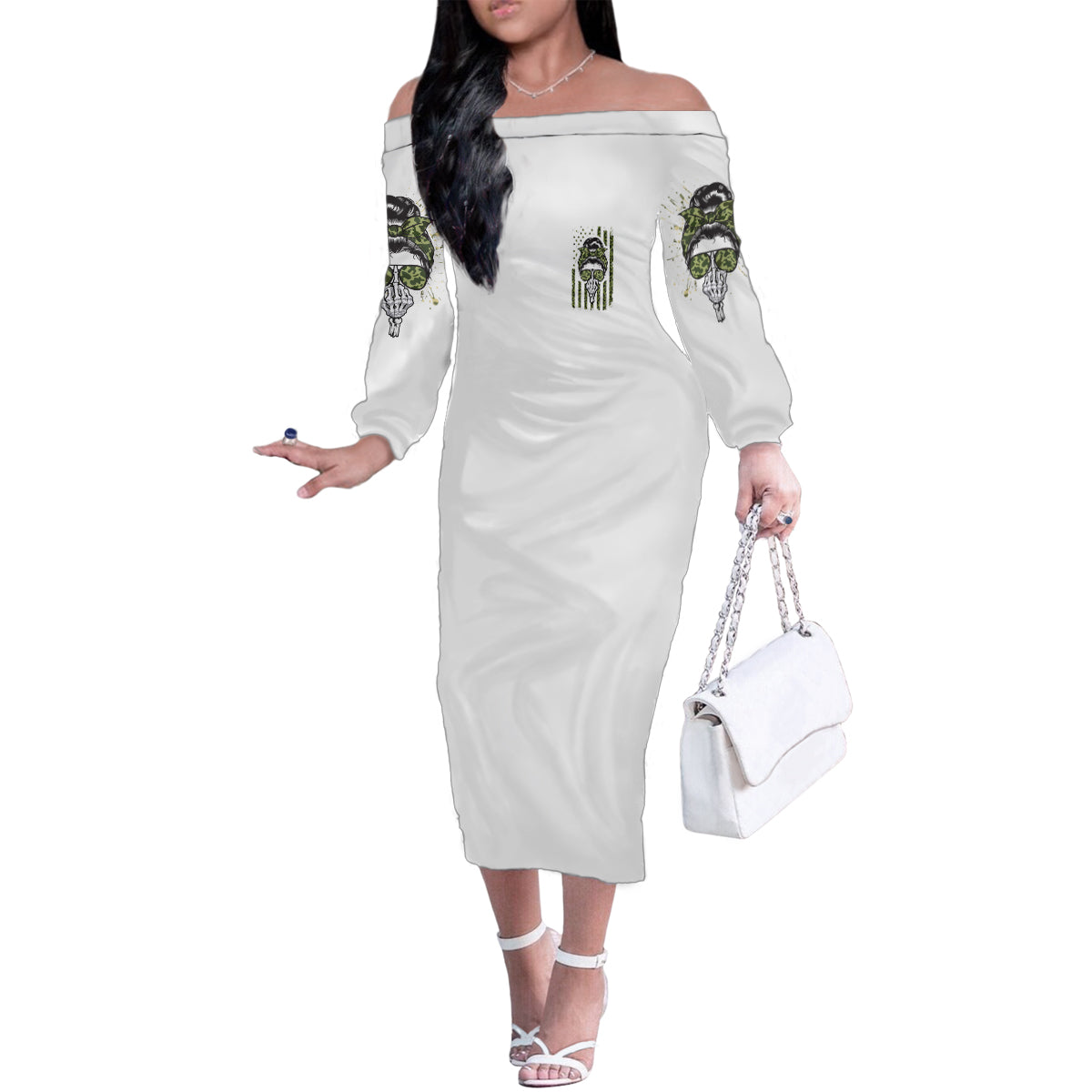 Oh I Pissed You Off Messy Bun Family Matching Off Shoulder Long Sleeve Dress and Hawaiian Shirt - Wonder Print Shop