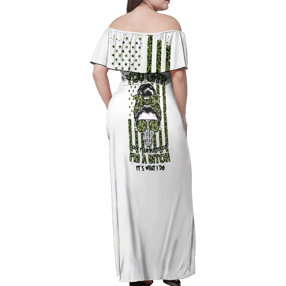 Oh I Pissed You Off Messy Bun Family Matching Off Shoulder Maxi Dress and Hawaiian Shirt - Wonder Print Shop