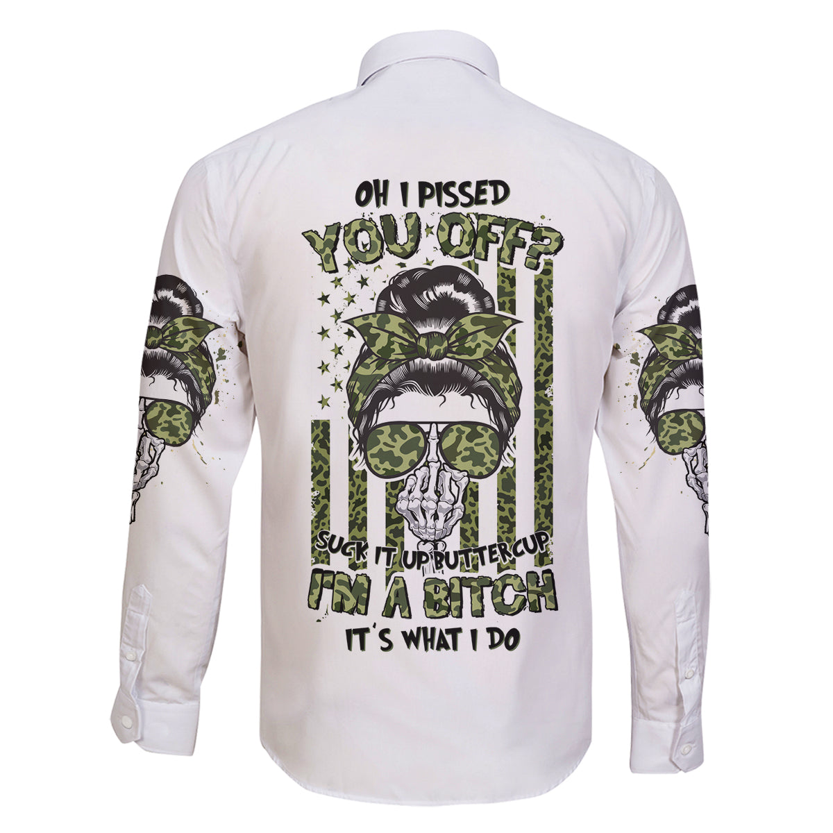 Oh I Pissed You Off Messy Bun Family Matching Off Shoulder Short Dress and Hawaiian Shirt - Wonder Print Shop