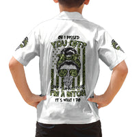 Oh I Pissed You Off Messy Bun Family Matching Puletasi Dress and Hawaiian Shirt - Wonder Print Shop