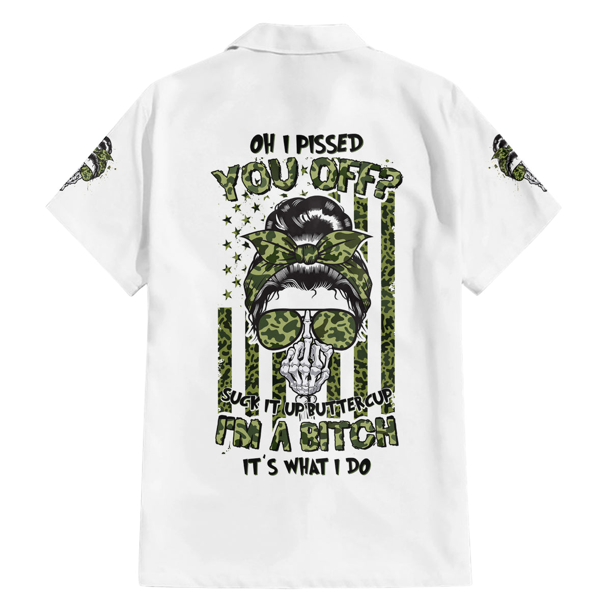 Oh I Pissed You Off Messy Bun Family Matching Short Sleeve Bodycon Dress and Hawaiian Shirt - Wonder Print Shop