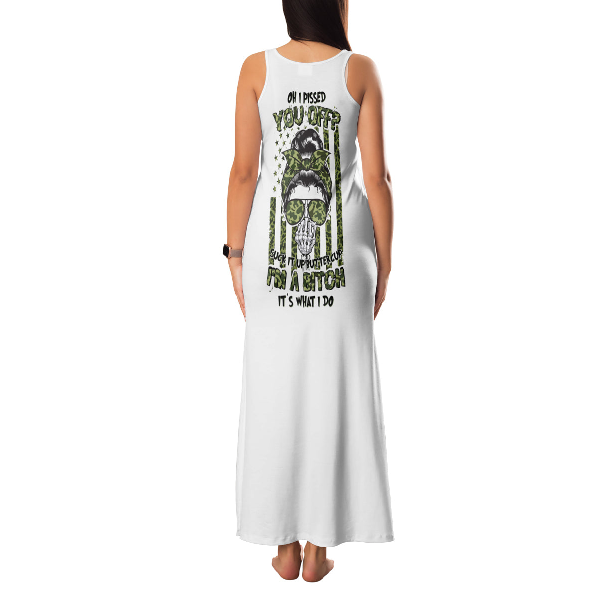 Oh I Pissed You Off Messy Bun Family Matching Tank Maxi Dress and Hawaiian Shirt - Wonder Print Shop