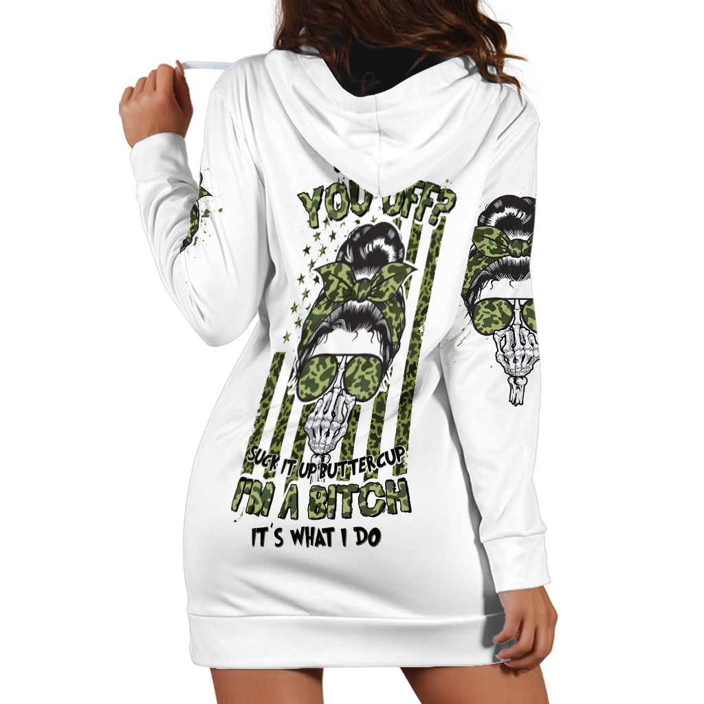 Oh I Pissed You Off Messy Bun Hoodie Dress - Wonder Print Shop