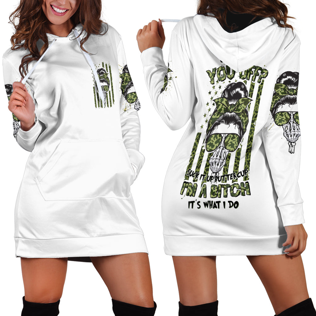 Oh I Pissed You Off Messy Bun Hoodie Dress - Wonder Print Shop