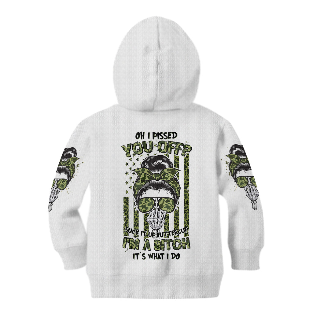 Oh I Pissed You Off Messy Bun Kid Hoodie - Wonder Print Shop
