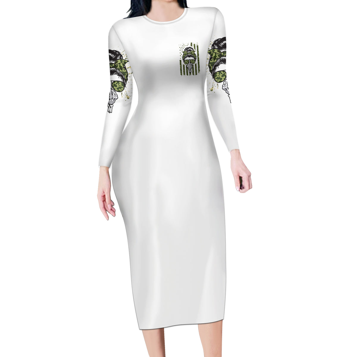 Oh I Pissed You Off Messy Bun Long Sleeve Bodycon Dress - Wonder Print Shop