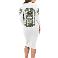 Oh I Pissed You Off Messy Bun Long Sleeve Bodycon Dress - Wonder Print Shop