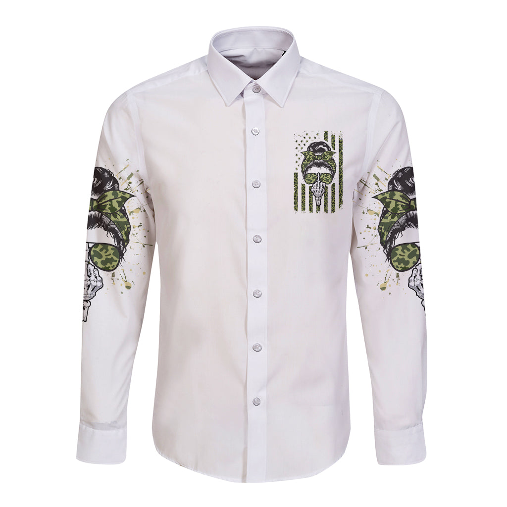 Oh I Pissed You Off Messy Bun Long Sleeve Button Shirt - Wonder Print Shop